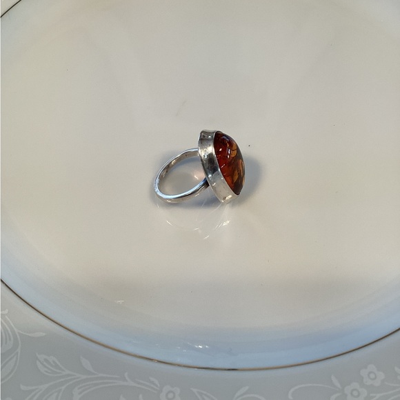 Sterling Silver Amber Ring - Picture 3 of 6
